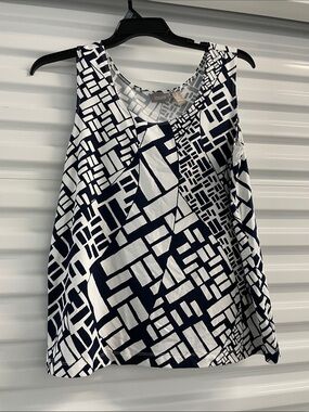 Chico's Navy & White Abstract Geometric Tank 3